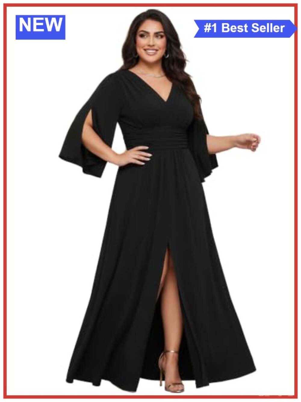 Semi Formal Wedding Guest Maxi Dress with Split Long Gown